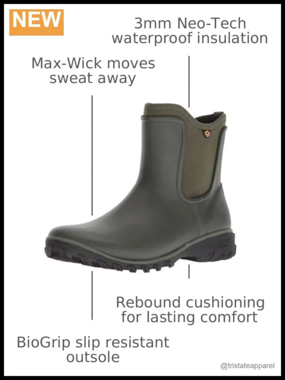 Waterproof Slip-On Rain Boot with Durable Synthetic Upper